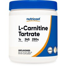 Nutricost L카르니틴 타르트레이트 파우더 250g 1g 245회