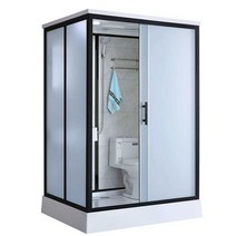 이동식 샤워 부스 간이 샤워실 야외 화장실 조립식, 상세 페이지 참고, 1.4mx1.1m (옆문) 변기 있음