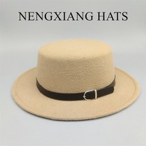 Ltnshry 신제품 레트로 모직 모자 펠트 페도라 벨트 버클 장식 여성용 보트 타기 골프 가을 겨울, [01] 58/59, 10 10_01 58/59