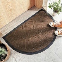 현관 반원형 사각 발매트 출입구 바닥 발판 야외 카페트 깔판 신발털이 실외 도어매트, 현관매트반원 브라운M