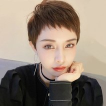 정수리가발 여성 단발 둥근얼굴 전 넥 워머 개 갉아먹다 앞머리 인싸템 핍진 멋진 참되다 헤어 정밀함 맨 4737265197, 모델 타입 -전 생머리 겹 바늘을 내, 다크브라운 (수장 송발망 )