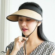 한스모자 자외선차단 선캡 돌돌이모자 턱끈 큰챙 여성썬캡 uv차단 휴대가편한 여름 가을 봄 선캡 끈달린모자