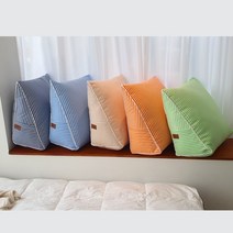 [윌로우패브릭] 삼각 등받이쿠션 스트라이프 패턴 침대 대형, 블루에스닉