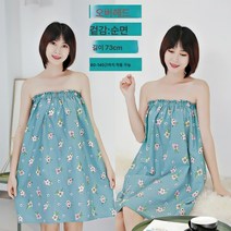 순면 플라워 샤워 스커트 튜브톱 가운 찜질 여성 찜질복 사우나복 손님복 가운, 작은 신선한 73Cm, 풀오버, 1개