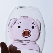 사케 화요 고량주 선물 귀여운 귀여운 새끼 돼지 내열 유리 이중 유리 컵 우유 컵 커피, 분홍색