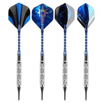 다트 기계 전자 보드 다트핀 18g 전문 다트 세트 여러 4 색 12 개 소프트 팁 16 비행 전자 보드용 플라스틱, 02 Blue