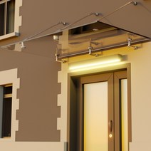 강화유리 캐노피 세트 현관 어닝 차양 처마 비 눈 가림막 햇빛 가리개, 강화유리 캐노피 SET1