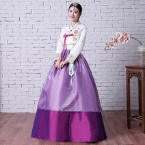 무용 의상 무대 성인 공연 웨딩촬영 생활 세트 감성 궁중 전통, 윗사람의 흰사람과 아랫사람의 보라색., L