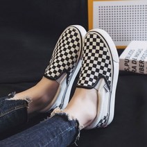 오너클랜 여성 팬션 단화 스니커즈 체크무늬 캐주얼신발