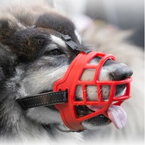강아지 실리콘 입마개, 5호, 레드