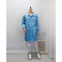 [제전가운] Y카라 스카이블루 화이트 방진복 제전복 크린룸복 무진복 정전기제거, S, 1개