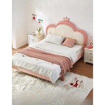 공주침대프레임 핑크 키즈 싱글 여아 학생 궁전, 크라운 프린세스 침대