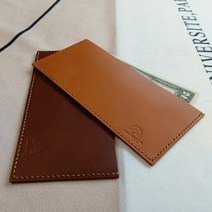 핸드메이드천연가죽국내가죽공방골프 지폐수납 이니셜각인손바느질수제가죽지폐지갑