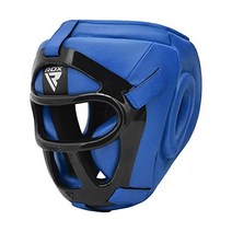 RDX 복싱 헤드기어 MMA 무에타이 탈착식 페이스 그릴 스파링 격투기 킥복싱 태권도, Blue, Small