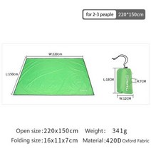 몽골텐트 쉘터 그늘막 야외용 몽골 감성 다목적 피크닉 매트 방수 캠핑 타프 해먹 레인 플라이 차양 텐트 그라운드 야외 하이킹, Green-220x150cm