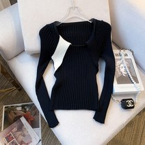 ins 디자인 감각 박시 슬림 레깅스 상의 니트녀