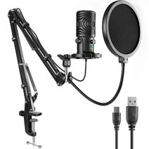 유튜브시작하기 인터넷방송셋팅 방송셋팅 oneodio fm1-t usb 게임용 마이크 키트 전문 스튜디오 콘덴서 마이크 세트 pc 팟 캐스트 youtube 녹음 라이브 스트리밍, 검은색