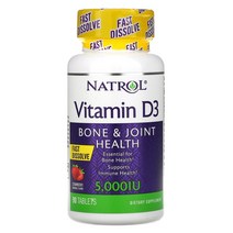 Natrol Vitamin D3 Bone Joint Health Strawberry 5000 IU 90 Tablets