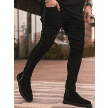 남자 기모 스판 바지 스트리트웨어 스키니 팬츠 남성용 펜슬 바이커 사이드 스트라이프 청바지 힙합 슬림핏 스트레치 진
