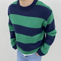 [9컬러] PG 스트라이프 아크릴 남자 박스 니트