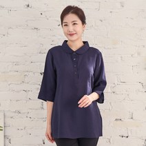 우일 여성 인견 무지 7부 라운드 셔츠블라우스