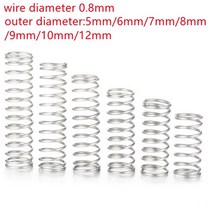 인장스프링 스텐인장스프링 금형 20 개/몫 0.8mm 스테인레스 스틸 마이크로 소형 압축 스프링 OD 5mm/6mm/7mm/8mm/10mm 길이 10mm ~ 50mm, 10mm, 10mm