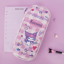 산리오 쿠로미 캐릭터 와이드 EVA 파우치 필통 단체 선물, 퍼플