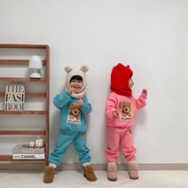 밀키 기모 퍼피세트 유아 아동복 귀여운 강아지 키즈 맨투맨 상하의세트 어린이집코디