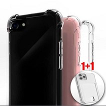 1+1 에어쿠션 (범퍼 젤리+카드 젤리) 클리어 폰케이스 아이폰호환케이스 액정보호필름 에어쿠션젤리 카드수납범퍼 폰스트랩교통카드, (선택_아이폰11프로_), (선택_상품선택_)