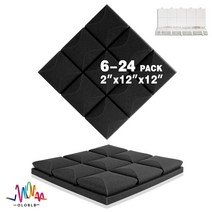 방음재 흡음재 방음스펀지 어쿠스틱 스튜디오 폼 버섯 웨지 타일 방음 벽 패널 고밀도 피스, 5.Black - High Density-12 Pcs