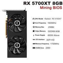 ISINBOX-RX 5700 XT 그래픽 카드 PCI-E 4.0x16 8GB GDDR6 256Bit 3DP HD 비디오 AMD Radeon RX5700XT 8G 게임 마이닝 용, Mining BIOS