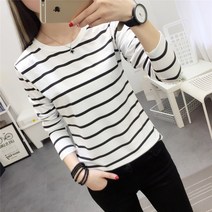 나루니 W03833 줄무늬 스프라이트긴팔티 블랙 화이트 여성긴팔티 여자긴팔티 긴팔티셔츠 줄무늬티셔츠