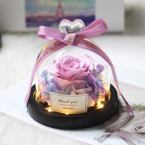 프리츠한센 이케바나 도자기 화병 항아리 독특한 유리 돔 장미와 조명 아름다운 야수 보존된 장미 발렌타인데이 선물, [08] blue