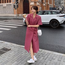 로즈 레드 반팔 드레스 여성 중간 길이 2023 여름 새로운 프랑스 기질 튀긴 거리 하이 엔드 정장 스커트 퀸잇 시크릿라벨 쥬시쥬디