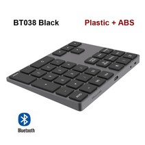 Windows mac os android 노트북 pc 용 usb 허브 디지털 입력 기능이있는 avatto 알루미늄 합금 블루투스 무선 숫자 키패드, abs 블랙 USB 허브 없음