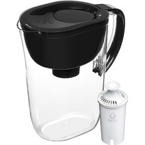 스마트 라이트 필터 알림 및 1개의 표준 필터가 있는 Brita 대형 10컵 정수 필터 투수 BPA 없이 제작 블랙(포장은 다를 수 있음), 검은색