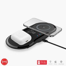 무선충전패드 고속충전기 무선충전기 스위스윙거 30w 듀얼 고속 SP1400 1.2M 케이블내장, 화이트, 화이트