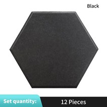 차음재 흡음제 방음스펀지 자체 접착 패널 음향 처리 12pcs 흡음 패널 룸 방음 벽 스티커 벽 트림, 검은색, 큰 육각형, 8mm 중간 밀도