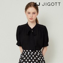 JJ지고트 핀턱 퍼프 타이넥 블라우스 GN6P0BL61