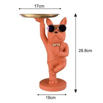 노르딕 프렌치 불독 조각 개 동상 보석 보관 트레이 동전 은행 입구 키 스낵 홀더 현대 미술 동상 홈, 주황색