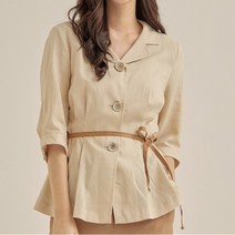 로엠 린넨 벨티드 블라우스