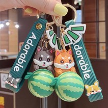 서리하다 걸렸네 시바 캐릭터 가방 자동차 키홀더 에어팟키링 스트랩 열쇠고리, 오렌지 시바 아보카도