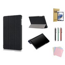 갤럭시탭A7 라이트 Lite 8.7 북커버 케이스 SM-T220 SM-T225+강화유리필름+터치펜+클리너, 블랙