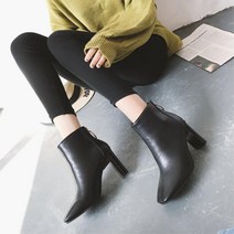 8cm 여자 정장 봄 앵글 부츠 힐 발목부츠 발편한 반
