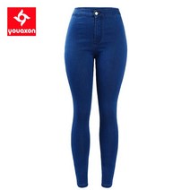 1894 Youaxon High Waist Stretchy Jeans 여성 Blue Skinny 데님 바지 Femme Trousers