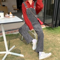 유에스 점프수트 멜빵바지 멜빵녀 와이드 봄 키