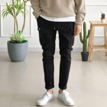 더제이엘 남자 카고바지 스판 밴딩 빅사이즈 지퍼포켓 건빵 면팬츠