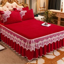 겨울매트리스커버 보온 레이스 침대스커트 미끄럼방지 기모 극세사 매트리스카바