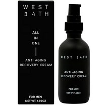 WEST 34TH | 남성용 안티에이징 페이셜 모이스처라이저 올인원 페이스 크림 제거제 눈 주머니 트리트먼트 솔루션 다크 스팟 코렉터 미세 라인 리무버 홍조 완화 47.9g1.6온