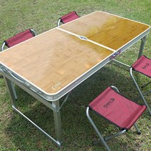 트랜스포머 접이식 휴대용 캠핑 테이블 세트 의자4개 / 랜턴걸이, 트랜스포머 테이블 의자4개+가방포함-내츄럴오크